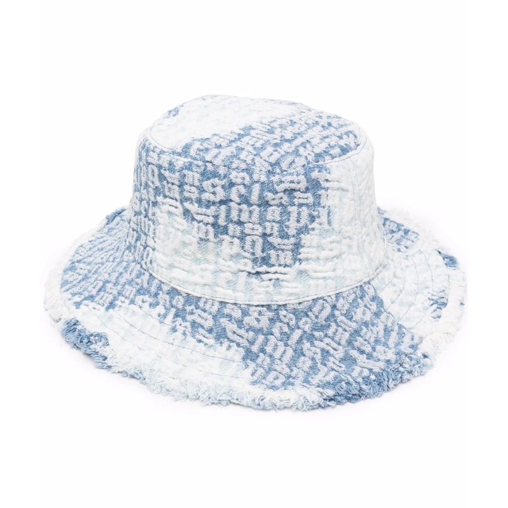 Palm Angels Black and Cream Textured Hat